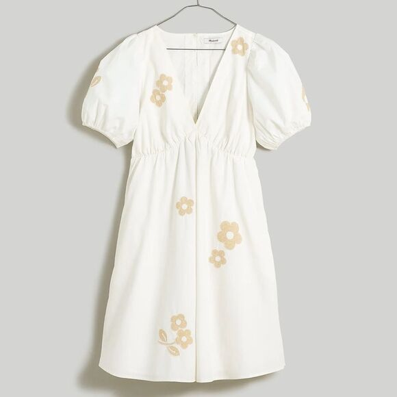 Madewell NWT Annamarie Mini Dress Size 4 Embroidered with Floral Appliqué NWT - Picture 5 of 8